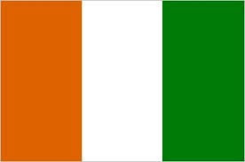 Flag with three vertical stripes of orange, white, and green