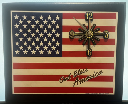Quartz Flag Clock "God Bless America"
