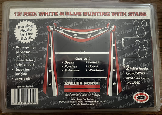 12' Red, White and Blue Bunting with Stars